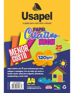 PAPEL CRIATIVO 120G KIT NEON E COLORIDO A4 - USAPEL - comprar online