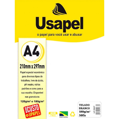 PAPEL TELADO A4 180G C/ 50 FOLHAS BRANCO 10UN - USAPEL