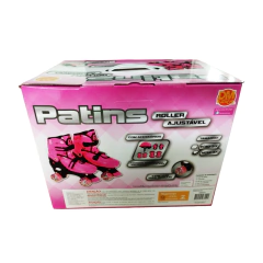 PATINS QUAD KIT PROTECAO DM RADICAL 34-37 ROSA - DM TOYS