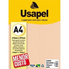 PAPEL LINHO A4 180G C/ 50 FOLHAS SALMÃO - USAPEL
