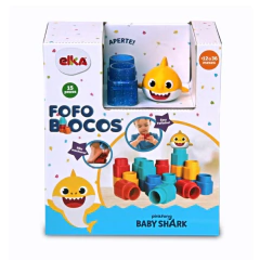 BRINQUEDO FOFO BLOCOS DE ENCAIXE BABY SHARK 15 PEÇAS - ELKA