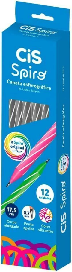 CANETA ESFEROGRAFICA SPIRO CIS PRETA CAIXA C/ 12 UNIDADES - Mei-Mei Papelaria - Sempre Presente com Você