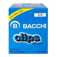 CLIPS DE AÇO GALVANIZADO 3/0 CAIXA C/ 420 UNIDADES - BACCHI - comprar online