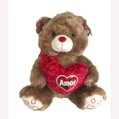 URSO DE PELUCIA 30CM COM CORACAO AMOR FIZZY