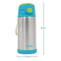 COPO TERMICO AZUL PAREDE DUPLA COM CANUDO - BUBA - Mei-Mei Papelaria - Sempre Presente com Você