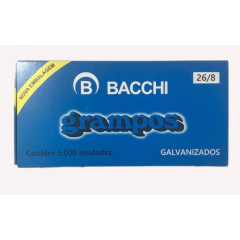 GRAMPO GALVANIZADO 26/8 CAIXA COM 5000 UNIDADES - BACCHI