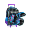 KIT MOCHILA RODINHA LANCHEIRA ESTOJO AZUL WANDINHA - LUXCEL