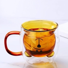 Taza Doble Vidrio Oso Color 280ml en internet