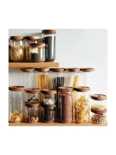 Frasco Vidrio Tapa Madera Acacia 1000ml - tienda online