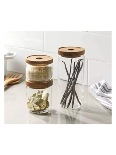 Imagen de Frasco Vidrio Tapa Madera Acacia 700ml