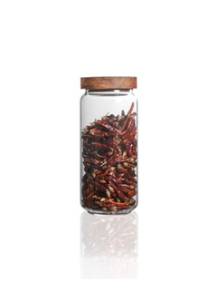 Frasco Vidrio Tapa Madera Acacia 700ml