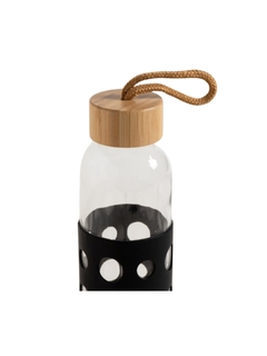 Botella Vidrio con Tapa Bamboo y Funda de Silicona Círculos. en internet