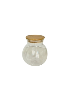 Frasco Bombé Vidrio Tapa Bamboo 550ml.