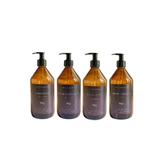 Shampoo + Acondicionador + Jabón Líquido + Gel de Ducha - Vidrio 500ml - comprar online