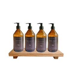 Shampoo + Acondicionador + Jabón Líquido + Gel de Ducha - Vidrio 500ml