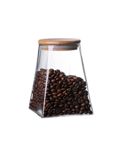 Frasco Vidrio Triangular Tapa Bamboo 950ml - tienda online