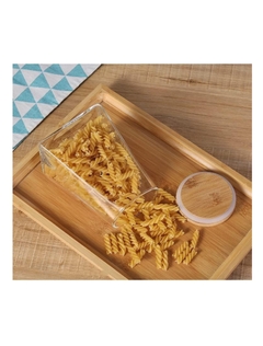 Frasco Vidrio Triangular Tapa Bamboo 950ml