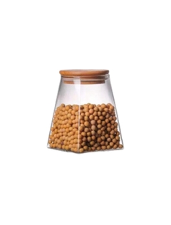 Frasco Vidrio Triangular Tapa Bamboo 950ml