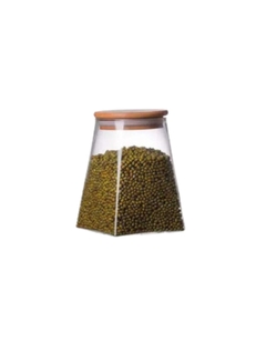 Frasco Vidrio Triangular Tapa Bamboo 750ml - comprar online