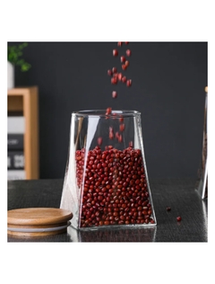 Frasco Vidrio Triangular Tapa Bamboo 950ml - Casa 1879