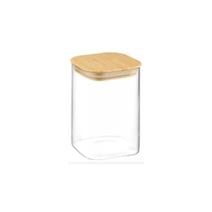 Frasco Vidrio Cuadrado con Tapa Bamboo - Varias Medidas - comprar online