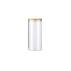 Frasco Cilíndrico Vidrio Tapa Bamboo - Varias Medidas - Casa 1879