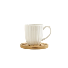 Set Taza Porcelana + Plato bamboo 150ml en internet