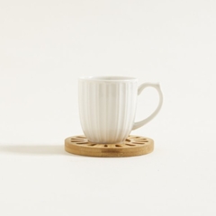 Set Taza Porcelana + Plato bamboo 150ml - Casa 1879