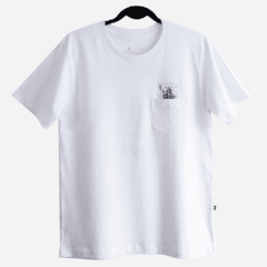 camiseta estampada masculina poker rock branca