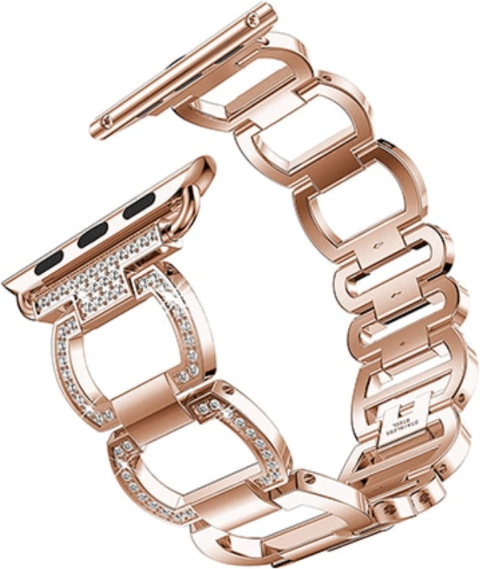 Pulseira Aros Strass Rose Gold Aço compatível com Apple Watch