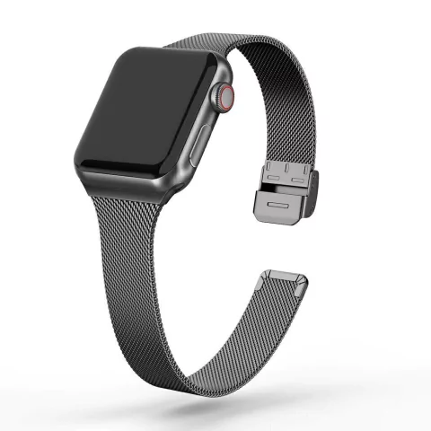 Pulseira Aço Milanese Fina Preta Compatível com Apple Watch