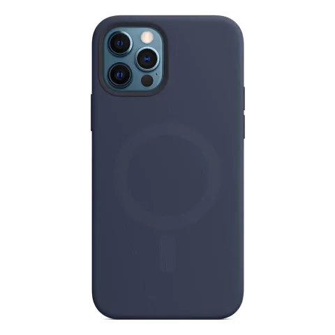 Case Imã Silicone Azul compatível com iPhone 12Pro 12 Mini