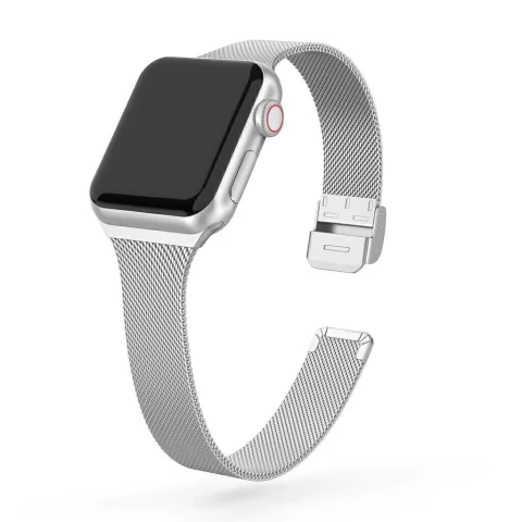 Pulseira Aço Milanese Fina Prata Compatível com Apple Watch