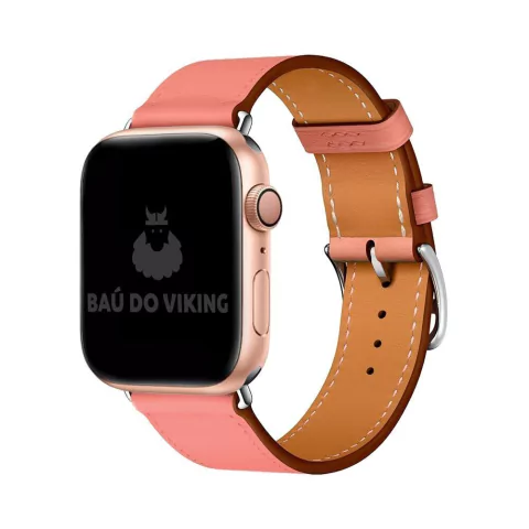 Pulseira Couro Single Tour Rosa Compatível com Apple Watch