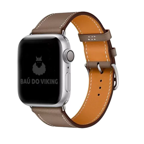 Pulseira Couro Single Tour Etoupe Compatível com Apple Watch