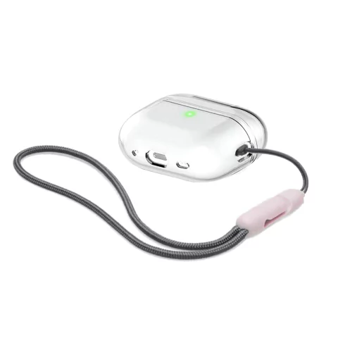 Kit Case Acrílica Compatível Com AirPods Pro 2 com Cordão Lanyard Rosa Claro