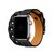 Pulseira Couro Double Tour Gourmette Preta Compatível com Apple Watch