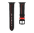 Pulseira Couro Line Rústica Preto Vermelho Compatível com Apple Watch