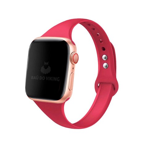 Pulseira Sport Slim Silicone Rosa Compatível com Apple Watch