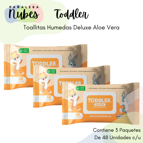 COMBO TOALLITAS HUMEDAS TODDLER DELUXE ALEO VERA 3x48un.