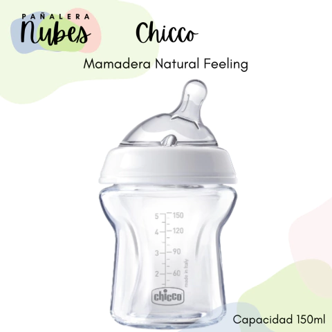 MAMADERA CHICCO NATURAL FEELING DE VIDRIO 150ml