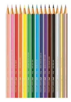 LÁPIS DE COR -FABER-CASTELL- 12 CORES + 3 METÁLICOS - comprar online