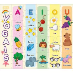 QUEBRA-CABEÇA 24 PEÇAS PEDAGÓGICO - CORES, NUMEROS E VOGAIS - TILIBRA - comprar online