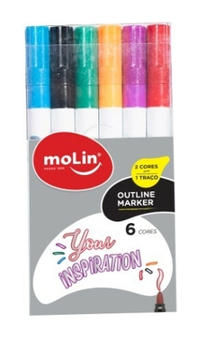 CANETA METALICA OUTLINE BOLSA C/6 CORES MOLIN