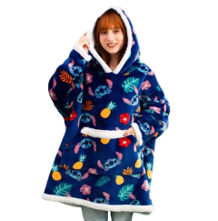 COBERTOR C/MANGAS HOODIE ADULTO STITCH - ZONA CRIATIVA - comprar online