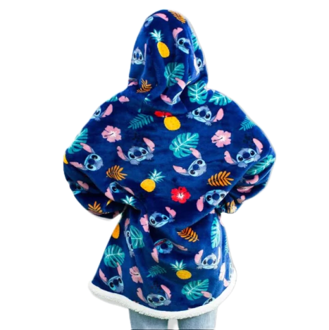 COBERTOR C/MANGAS HOODIE ADULTO STITCH - ZONA CRIATIVA