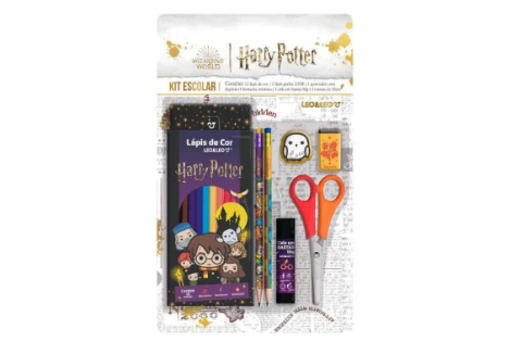 KIT HARRY POTTER COM LAPIS DE COR 12 CORES C/6 ITENS - LEOELEO
