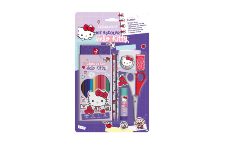 KIT HELLO KITTY COM LAPIS DE COR 12 CORES C/6 ITENS - LEOELEO
