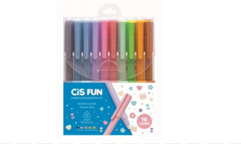 CANETA ESFEROGRAFICA CIS FUN EST C/10 CORES