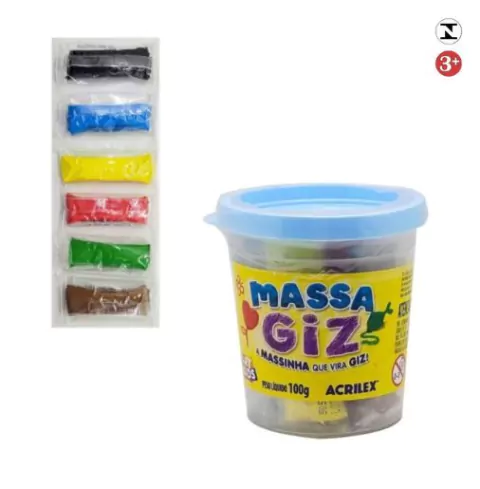 MASSA GIZ 100G - 6 CORES ACRILEX
